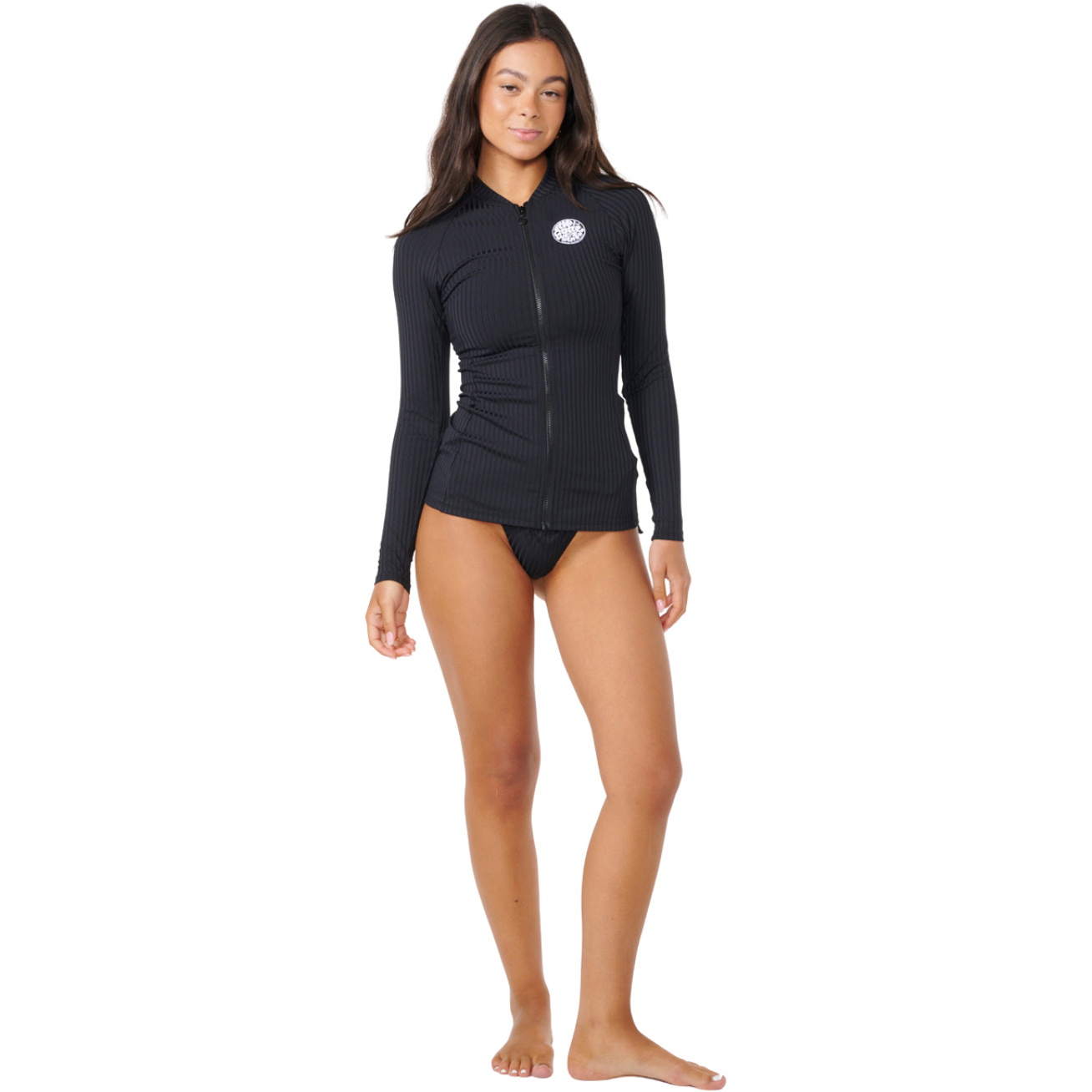 2026 Rip Curl Womens Premium Surf Zip Thru Long Sleeve UPF Rash Vest 16GWRV - Black